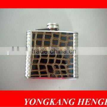 Stainless steel leather hip flask