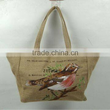 100% Jute Butterfly embroidery tote bag