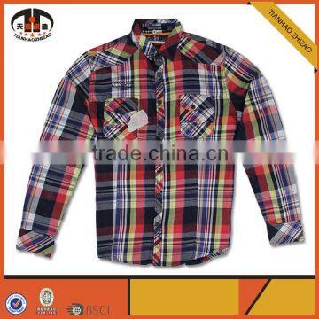 Wholesale Long Sleeve Red and Black Flannel Mens Plaid Shirt with OEM ODM