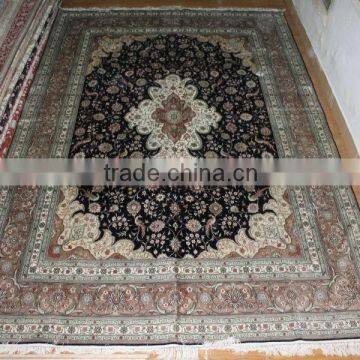 isfahan silk carpet handmade pure silk carpet black