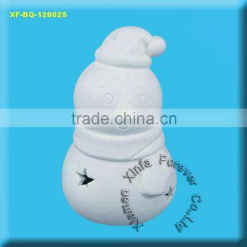 christmas ceramic bisque snowman figurine