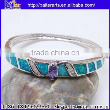 Wholesale Fashion Women's Synethic Blue Fire Opal Bangle