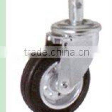 Swivel/Swivel Brake Solid Stem Castor Fitted with Rubber Wheel, Metal Rim