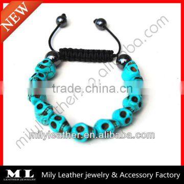 2014 Natural Skull Blue Turquoise Handmade Stone Bracelet MLAS-050