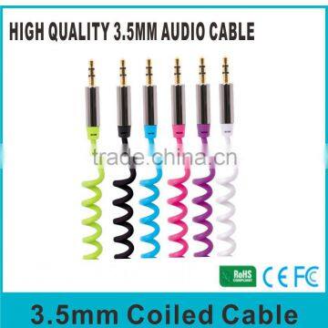 Premium Quality 3.5mm Auxiliary Coiled Cable for Headphone Extension Cable Lead 4m