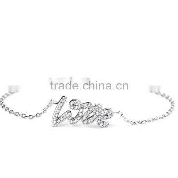 925 Sterling Silver Love Bracelet, Clear CZ 925 Silver Bracelet