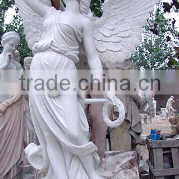 Garden Stone Angel Statue Marble Stone Hand Sculpture Carving For Home, Church