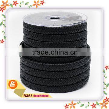 2016 Latest Black Genuine Woven Wide Leather Bracelet String photo-2