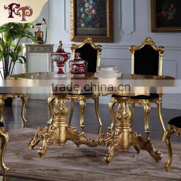 royal classic furniture - Handwork Gilding golden foil royalty dining table