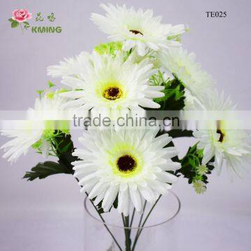 2016 new design silk gerbera jamesonii flower heads white mum for funeral