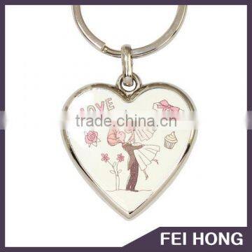 Customized Hand-painted lovely patterns printing keychain for wedding gifts