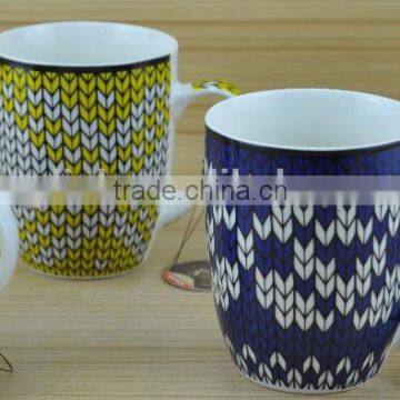 11OZ knitting full decal printed coffee cups, shiny surface porcelain mug, KL5004-1055