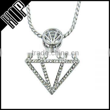 Fashion Sterling Silver Diamond Shape Necklace With Crystal