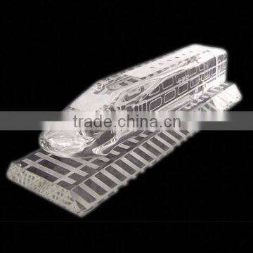 Good quality crystal toy train model, 3d polished scale locomotive model