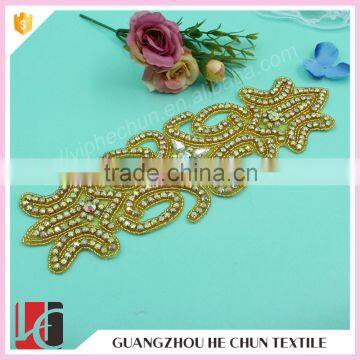 HC-3497 Hechun Crystal Bead Hot Fix Handmade Crochet Applique for Hair Band photo-5