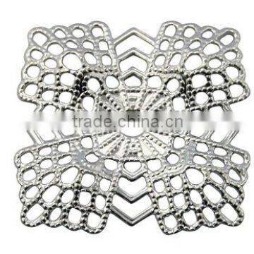 Brass Bead Caps, Snowflake, Platinum Color, Size: about 22x22x04mm, hole: 22mm(KK-H077)