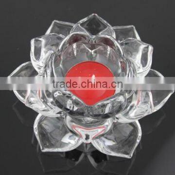 Colorful crystal lotus flower candle hodler glass candlestick for decoration