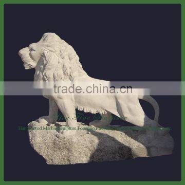 Hand Carved Garden Outdoor White Marble Lion Sculpture