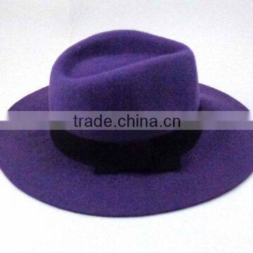 100% wool felt wide brim fedora floppy hat with women
