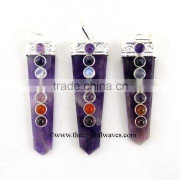 Amethyst Flat Pencil Chakra Pendant