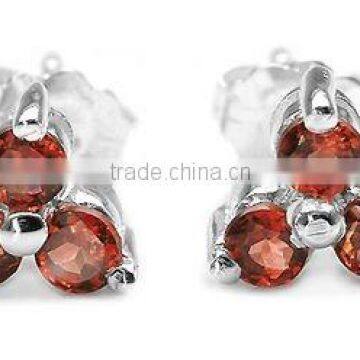 1.00ctw Genuine Garnet Round .925 Sterling Silver Stud Earrings