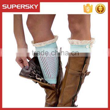 A-33 Crochet Lace Ruffle Boot Cuffs Girl Boho Boot Toppers Cuffs Open Knit Lace Boot Cuffs photo-2