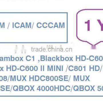 Yearly renewal subscription icam/zcam for Blackbox C600,C601,C600II MINI,C608 ,C808+,C801HD,700HDC HDC900SE,800SE,QBOX 4000HDC,