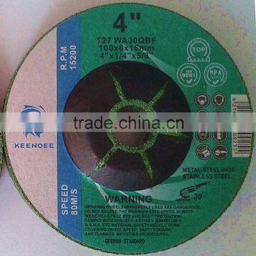 Green Color 4" 100X6X16mm Depressed Grinding Wheel for general metal, Stainless steel