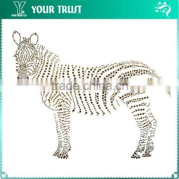 Gold Zebra In The Zoo Stand Alone Iron-on Hot Fix Motif Rhinestone