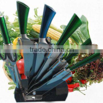 7 pcs stainless steel knife set with acrylic block