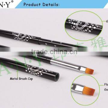 ANY Nail Art UV Gel Painting Black Metal Flat Nylon Hair Metal Nail Art Brush photo-2