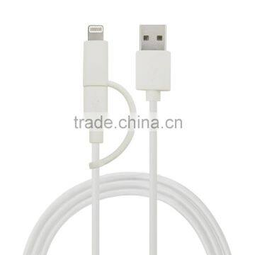 MFi certified pvc molding dual head usb charger cable