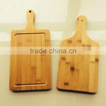 dark color bamboo pizza cutting board with handle FDA certificate