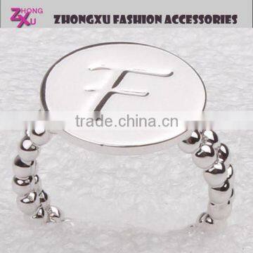 new custom womens promotion cheap silver plated letter F ring