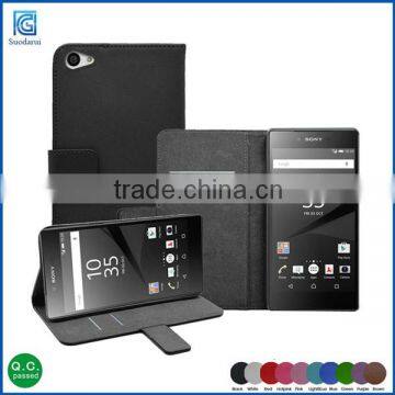 2015 hot sell wallet leather case for sony xperia z5 mini stand leather case With Cards Slots