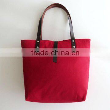 canvas tote bag, red summer bag, leather handles, , shoulder bag, everyday casual sports beach red bag