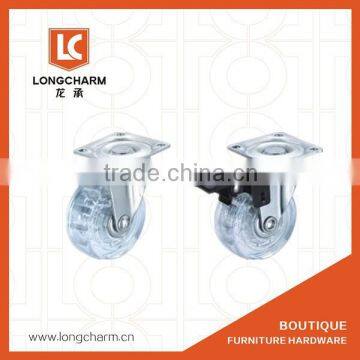 New design transparent PU swivel chair casters