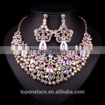 Wholesale Fashion Crystal Rhinestone Necklace Earring Diamond Jewelry Sets Dubai photo-5