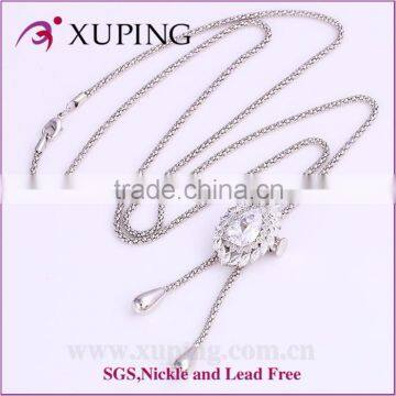 High quality fashion rhodium plated color crystal necklace