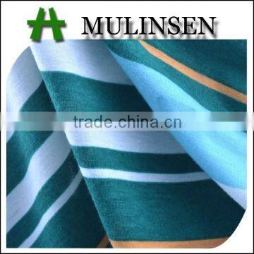 Hot selling 30s poly spun fabric with spandex, green and white stripe fabric