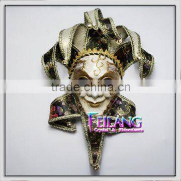 Gold Volto Piuma Venetian Masquerade Jester Mask