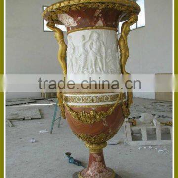 home decorative bronze flower pot sculpture