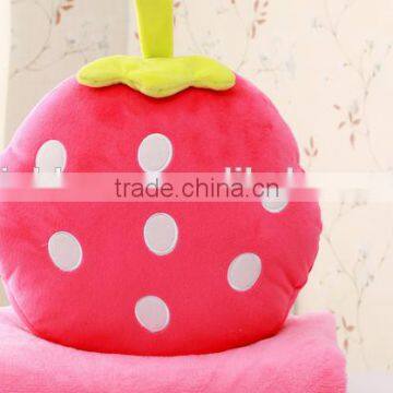 Lovely Cartoon Fruit Style 1x 1.7m Watermelon Strawberry Orange Children Plush 2 in 1 Set Folding Pillow Blanket photo-5