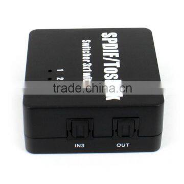 Optical Fiber Selector / 3 Ports Input & 1 Port Output SPDIF Toslink Digital Audio Switch with IR