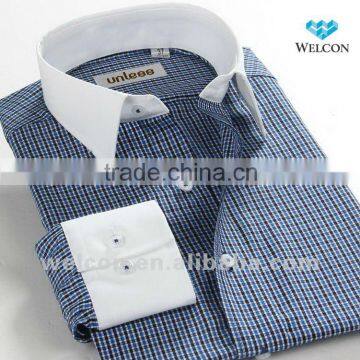 long sleeve Italian style latest fashion design dress wear cotton plaid shirts for men