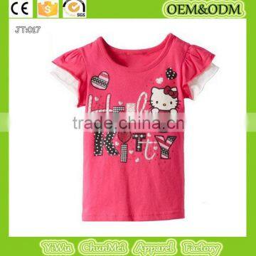 2015 new 100% cotton t-shirt girl t-shirt cat t-shirt child t-shirt kids t-shirt