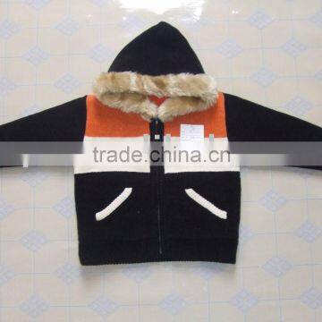 knitted sweater/Children's zipper sweater with hat