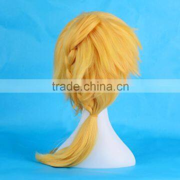 Short Bob Hair Yellow Cosplay Wig for Bright Party , Synthetic Hair