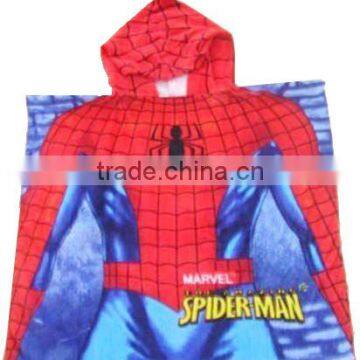 100% cotton velour fiber reactive print Spider Man hooded towel