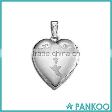 New arrival!!! 925 Sterling Silver Little Angel with Exquisite Floral Border Heart Locket Pendant Gift For Mother's Day